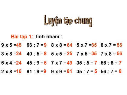 Bài giảng Toán Lớp 3 - Bài: Luyện tập chung (Trang 89)