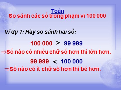 Bài giảng Toán Lớp 3 - Bài: So sánh các số trong phạm vi 100 000