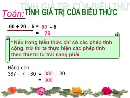 Bài giảng Toán Lớp 3 - Bài: Tính giá trị biểu thức
